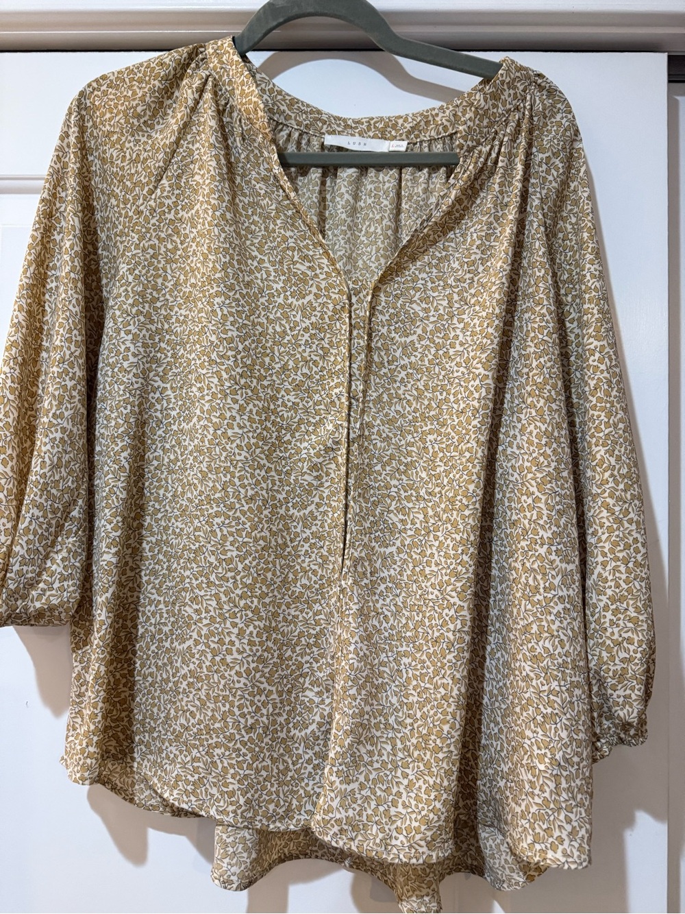 Lush Tan Floral Peasant Blouse - Women's Top